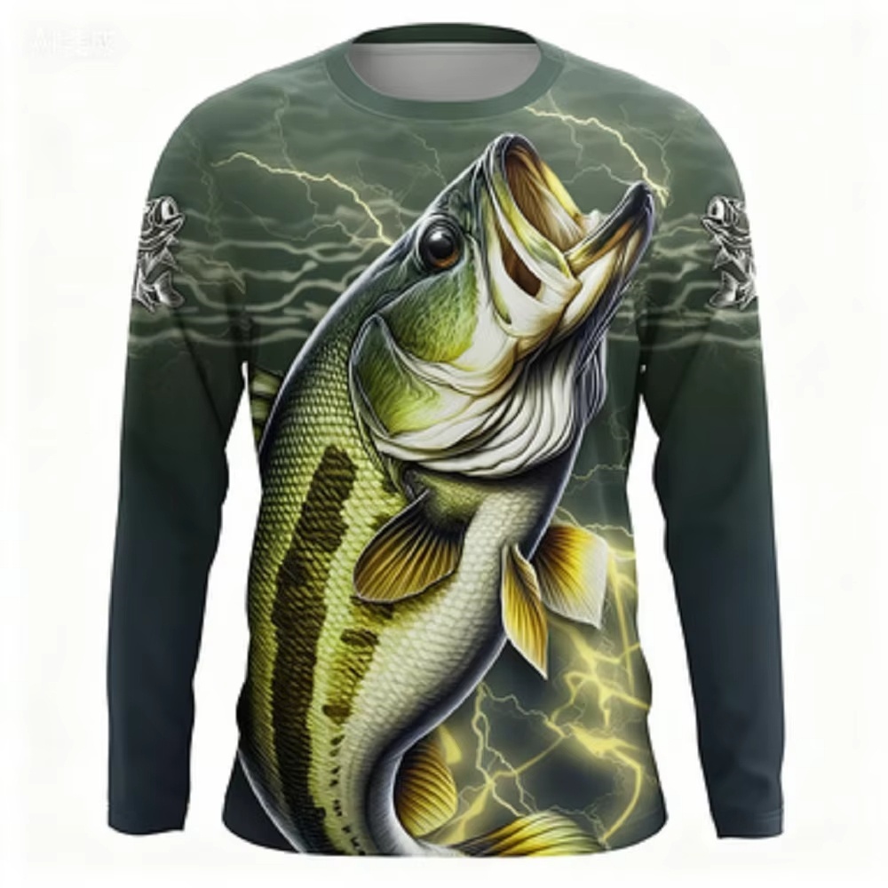 Women And Men Fashion - Fashionable Bass Pattern Crew Neck Long