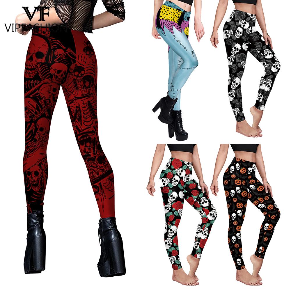 Women'S Fashion Leggings - VIP FASHION Skull Leggings Halloween Party