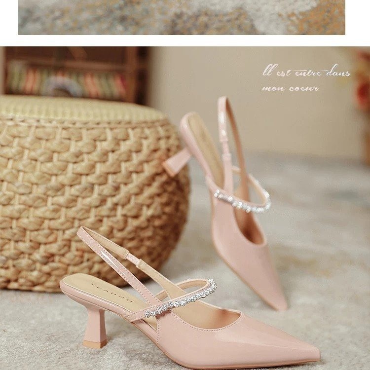 Women Fashion Simple - Women's French-style Back-lace Pointed-toe Sandals, Simple