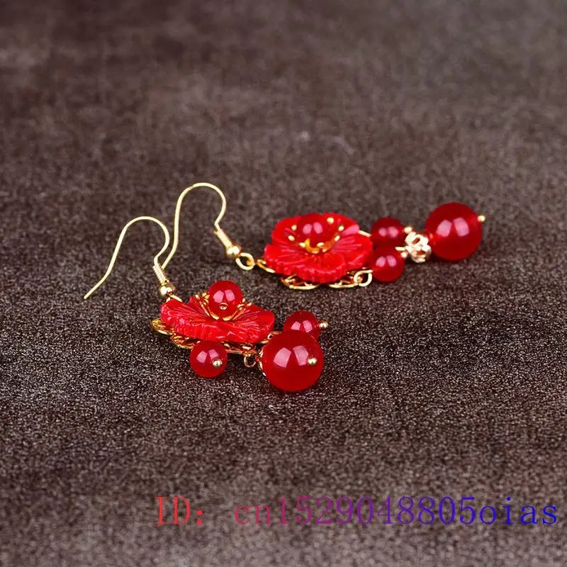Red Jade Flower Earrings Jewel - Women Fashion Jewellery recensie en prijs