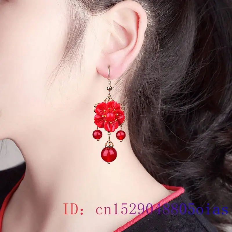 Red Jade Flower Earrings Jewel - Women Fashion Jewellery recensie en prijs