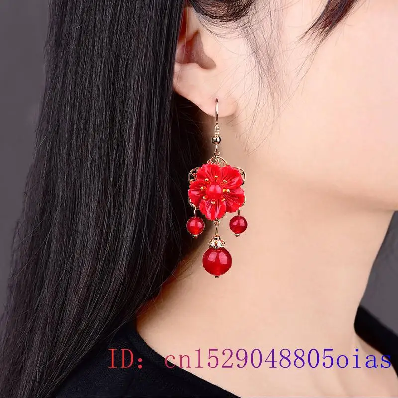 Red Jade Flower Earrings Jewel - Women Fashion Jewellery recensie en prijs