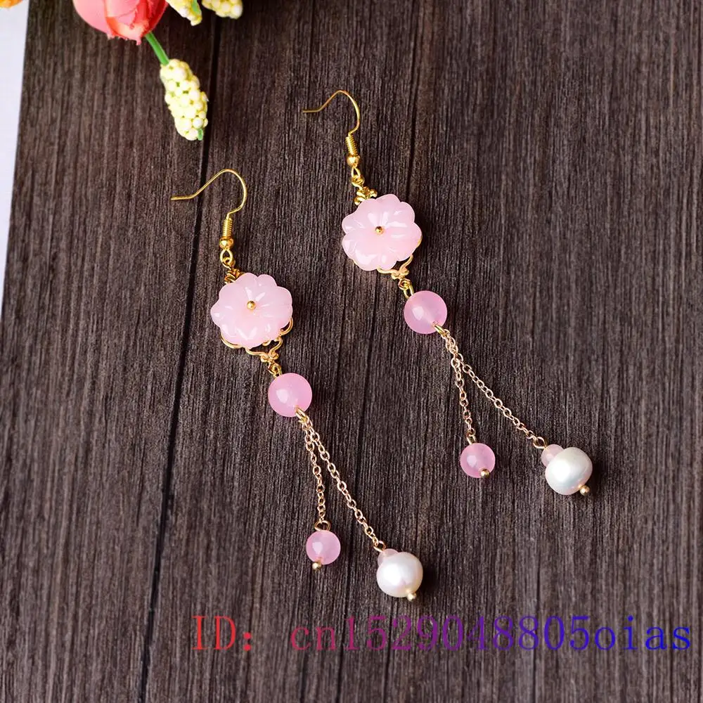 Pink Jade Flower Earrings Chal - Women Fashion Jewellery recensie en prijs
