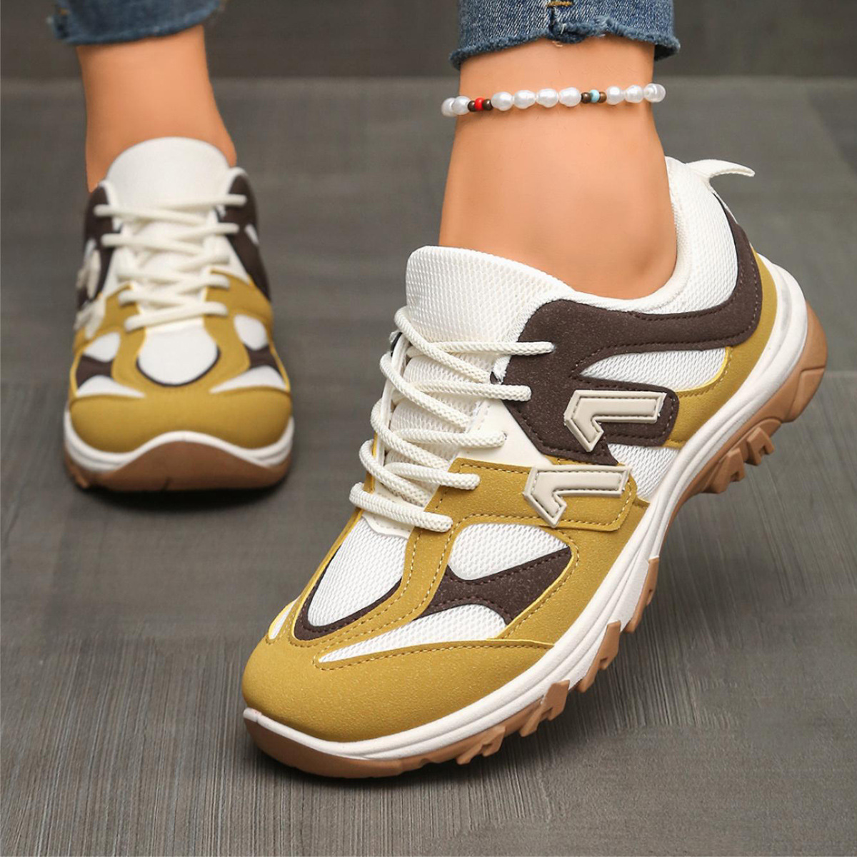Fashion Gray Yellow Mix Color  - Women'S Yellow Fashion Sneakers recensie en prijs