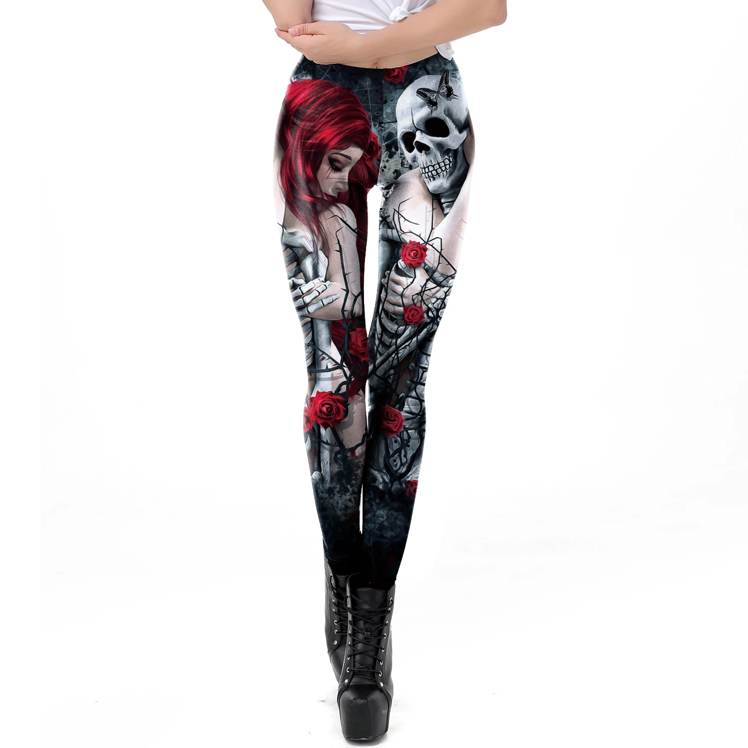 Fashion Skull Rose Print Leggi - Women'S Fashion Leggings recensie en prijs