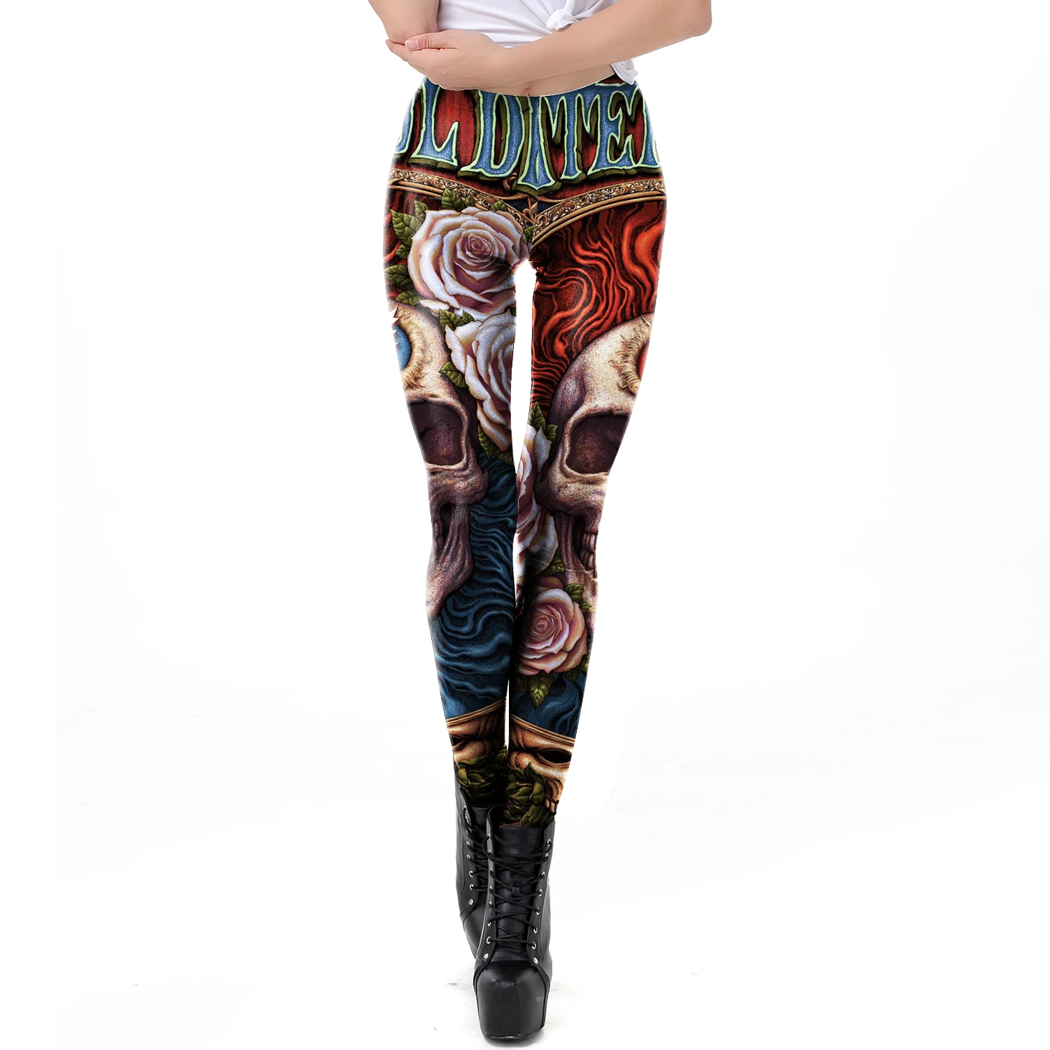 Fashion Skull Rose Print Leggi - Women'S Fashion Leggings recensie en prijs